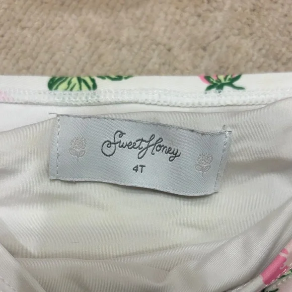 Sweet Honey- Girls Two-Piece Strawberry Print Tankini with Pink Gingham Ruffle - Picture 2 of 9